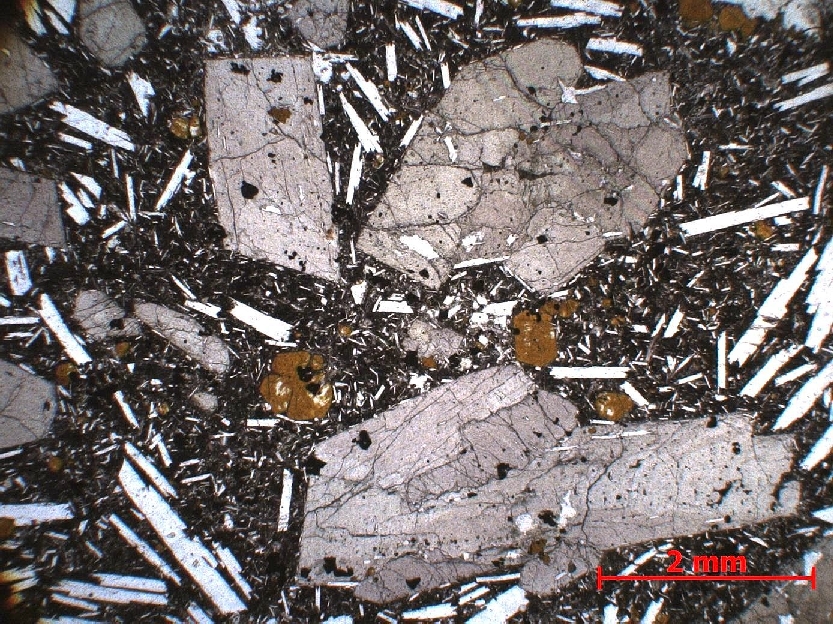  Microscope Basalte Basalte demi-deuil Massif central Mont Dore Murat-le-Quaire La Banne d’Ordanche