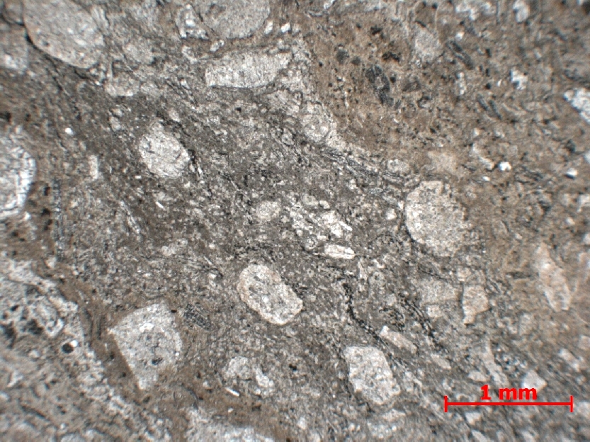 Microscope Brèche pyroclastique Brèche pyroclastique stratifiée  Monts du maconnais Pruzilly Carrière des Malatrays
