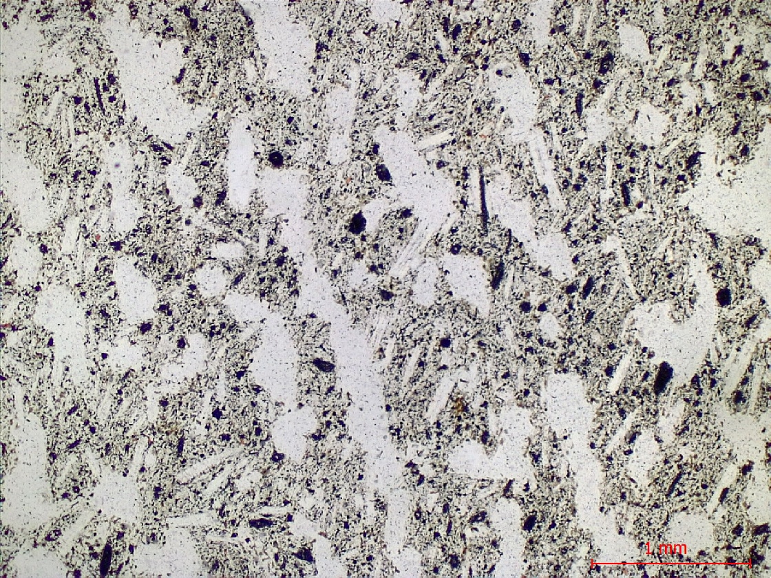  Microscope Trachyandésite Trachyandésite dite “Pierre de Volvic“ Massif central Chaîne des Puys Volvic Coulée de la Nugère