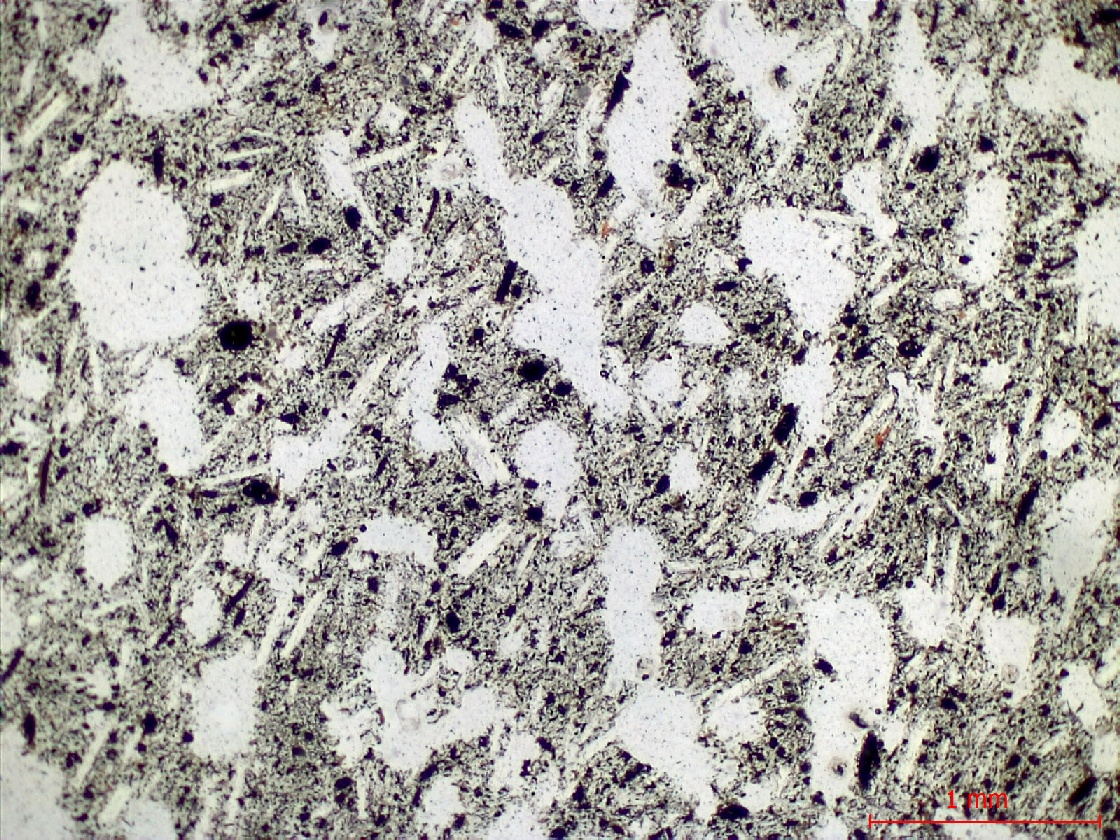  Microscope Trachyandésite Trachyandésite dite “Pierre de Volvic“ Massif central Chaîne des Puys Volvic Coulée de la Nugère