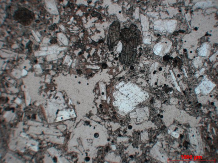  Microscope Andésite Andésite présentant des figures de mélange de magma Axe volcanique trans-mexicain Popocatepetl  